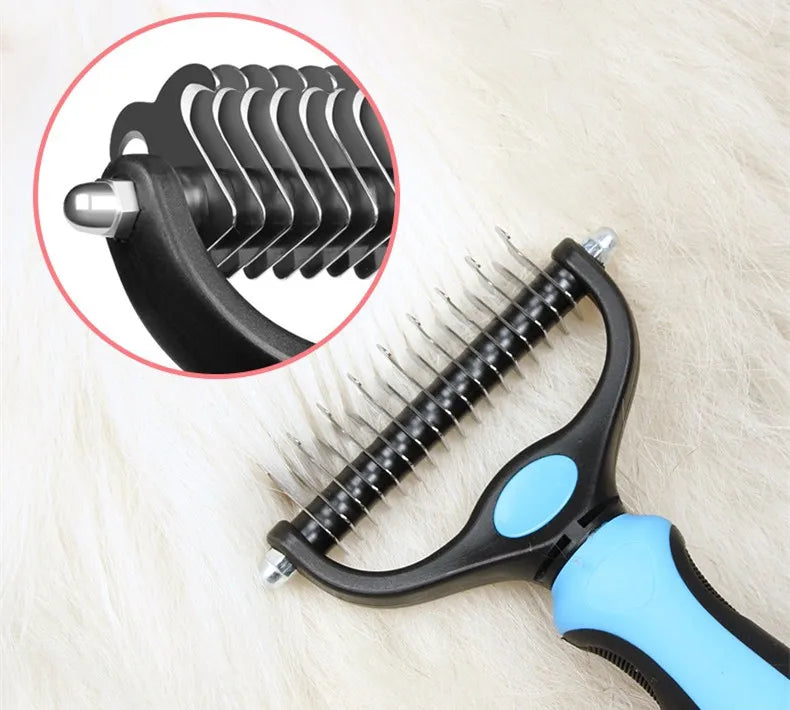Pet Hair Remover Comb for Cats 2-Sides Dematting Tool for Dogs Cat Pets Grooming Brush Cat Hair Remover Brush 17 Gears Dog Brush-4